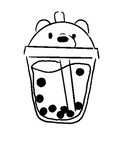 Pochoir tatouage temporaire - Ourse blanc bubble tea