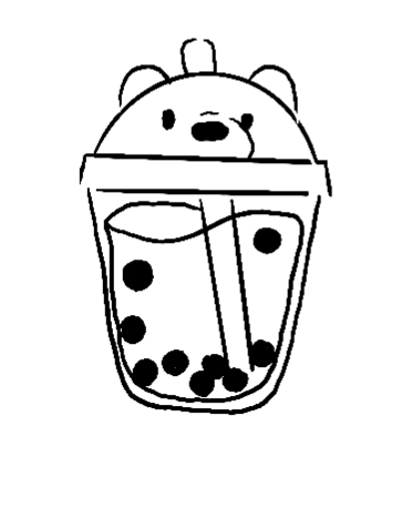 Pochoir tatouage temporaire - Ourse blanc bubble tea